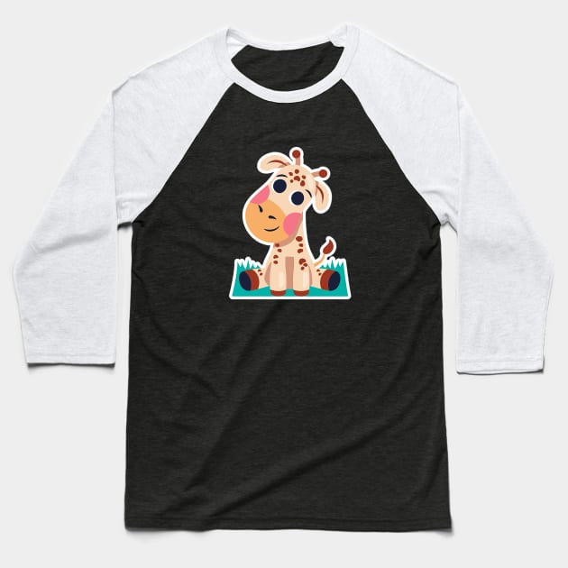 Glorious Giggling Giraffe Baseball T-Shirt by KarmicKal